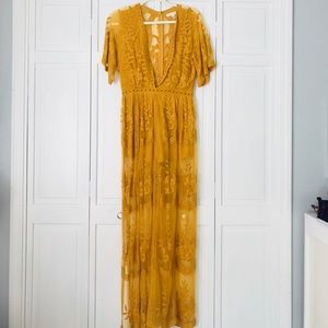 Mustard Yellow Lace Romper